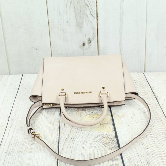 Michael Kors Tan Leather Studded Top Handles Sling Satchel Handbag - Picture 6 of 11